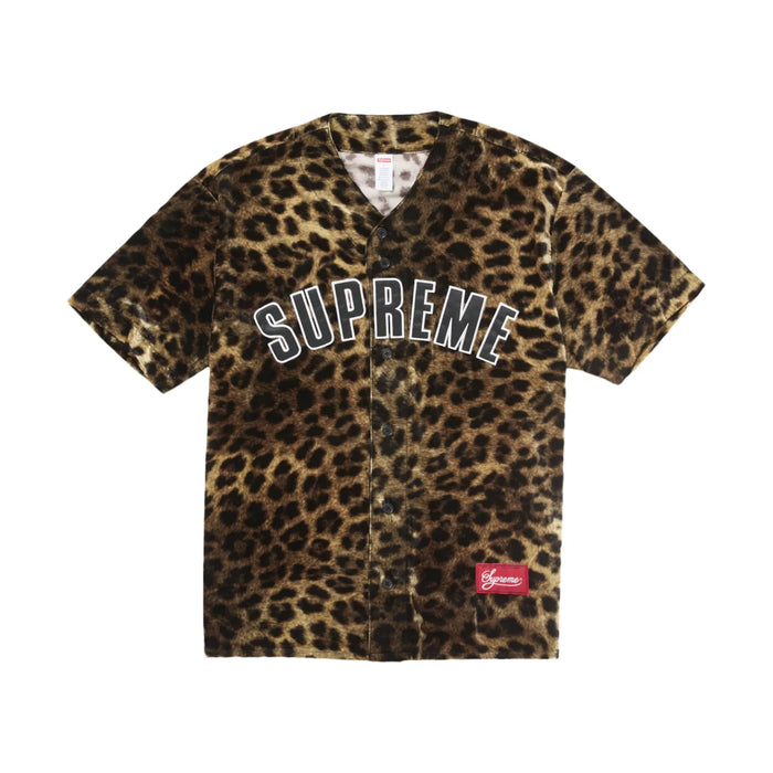 Supreme Velvet Baseball Jersey Leopard