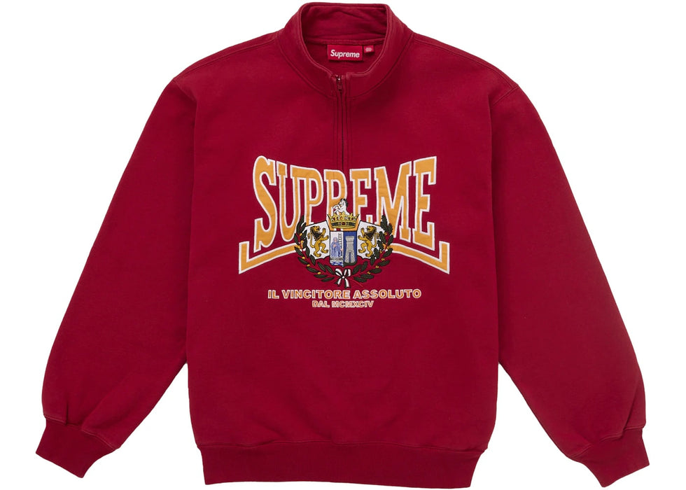 Supreme Crest Applique Half Zip Pullover Red