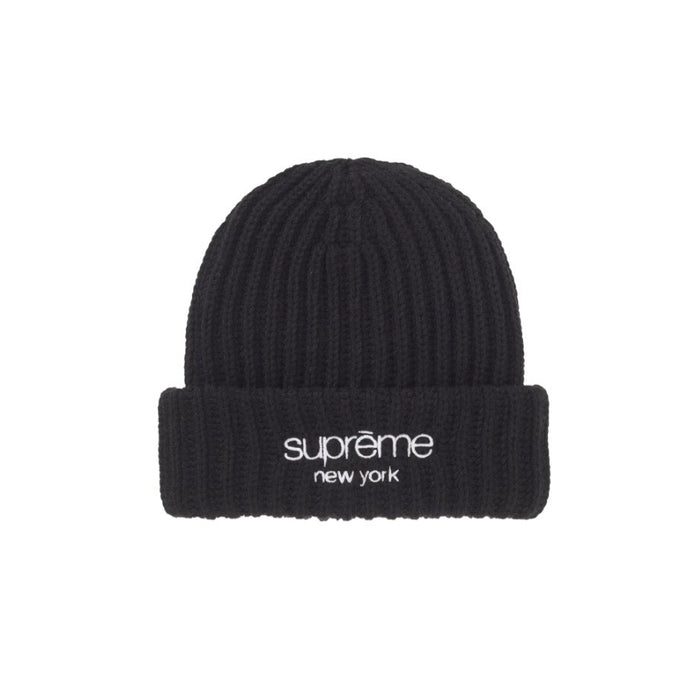 Supreme Chunky Rib Classic Logo Beanie Black