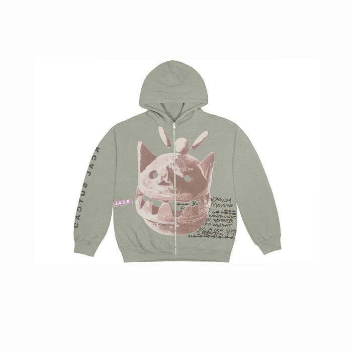 Travis Scott New Sight Zip Up Hoodie Olive