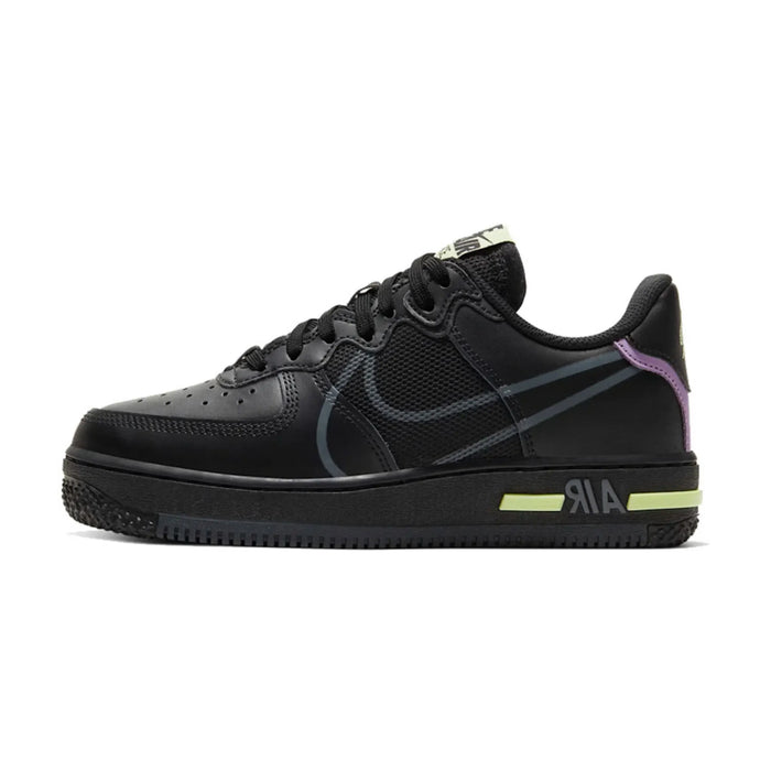 Nike Air Force 1 Low React Black Violet Star Barely Volt (GS)