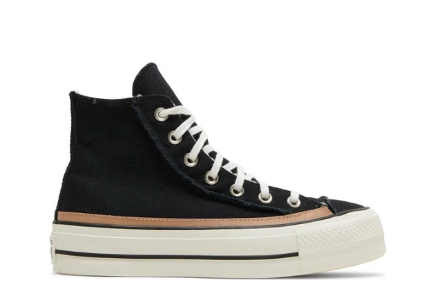 Converse Chuck Taylor All Star Raw Edge Platform High Black Champagne Tan (W)
