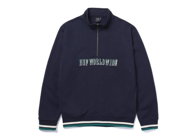 HUF Shadow Serif 1/4-Zip Mockneck Fleece Navy