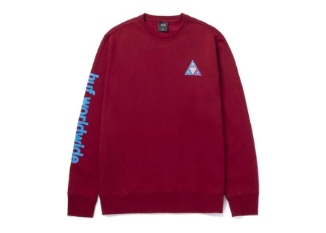 HUF Prism Triple Triangle Crewneck Bloodstone