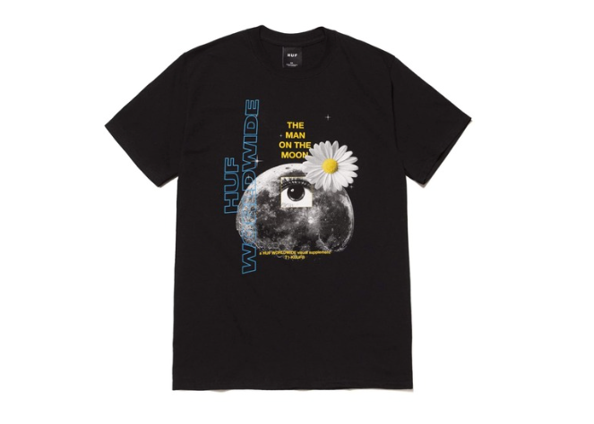 HUF The Man On The Moon Tee Black