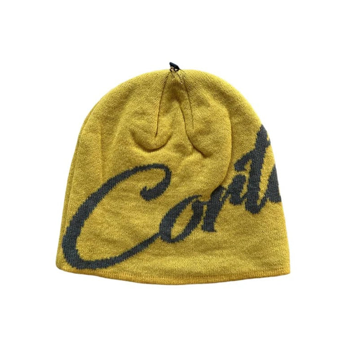 Corteiz Strike Skully Yellow/Grey Beanie