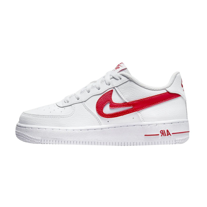 Nike Air Force 1 Low White Red Cut-Out Swoosh (GS)