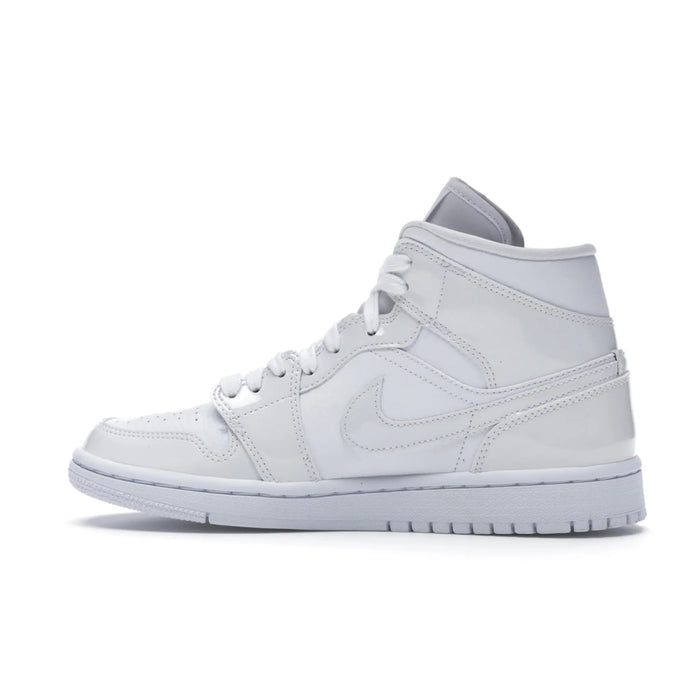 Jordan 1 Mid Triple White Patent Swoosh (Women's)