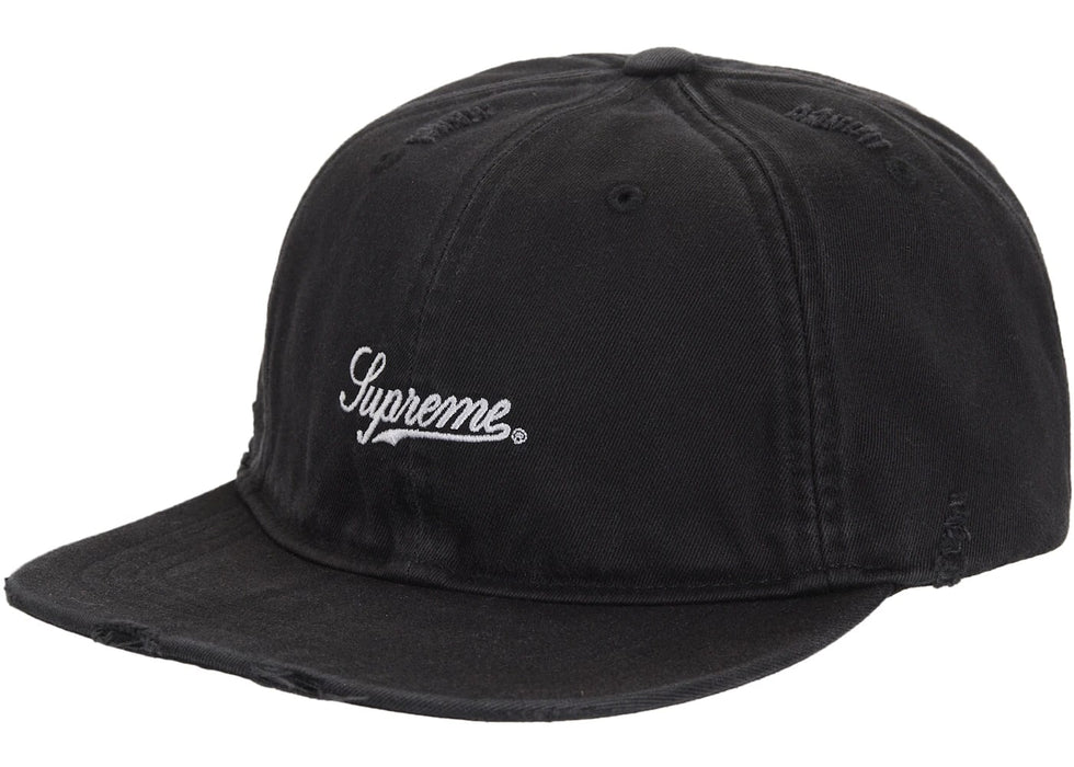 Supreme Distressed Script 6-Panel Black