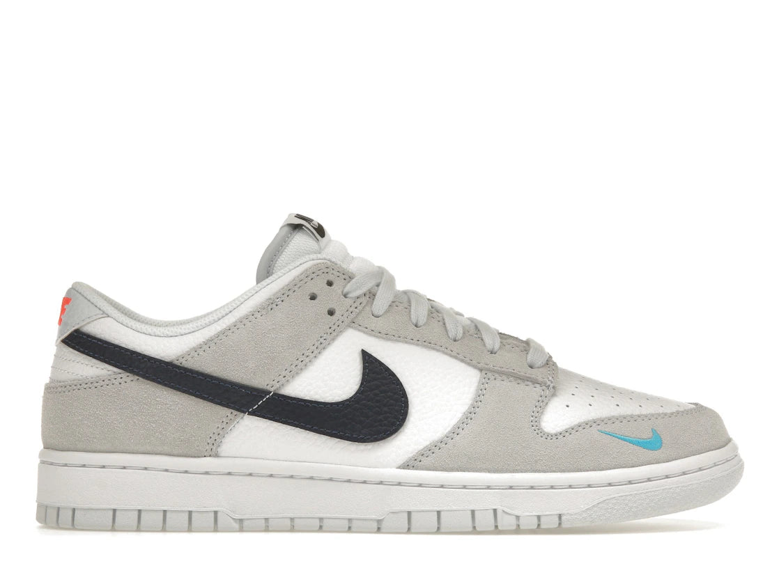 Nike Dunk Low White Grey Navy Aqua Mini Swoosh