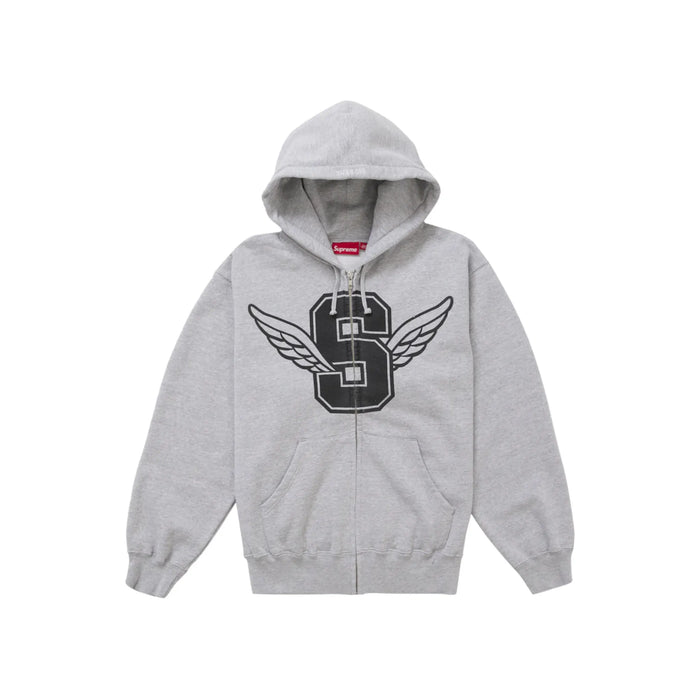 Supreme Wings Zip Up Hooded Sweatshirt Heather Grey