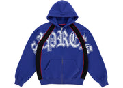 Supreme Paneled Zip Up Hooded Sweatshirt Blue
