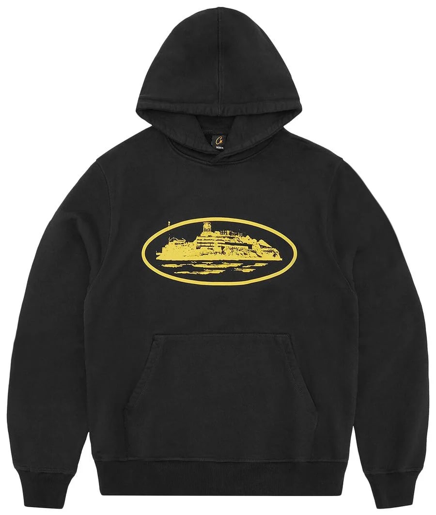 Corteiz Alcatraz Hoodie V2 Black/Yellow