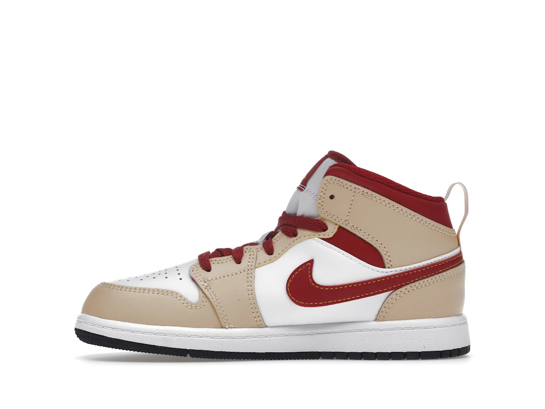 Jordan 1 Mid Light Curry Cardinal (PS)
