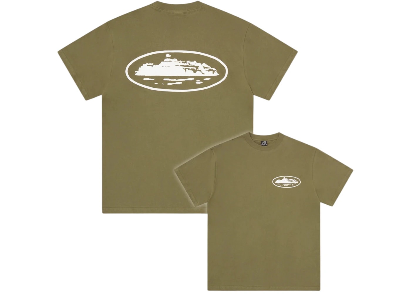 Corteiz Island Puff Print Tee Olive