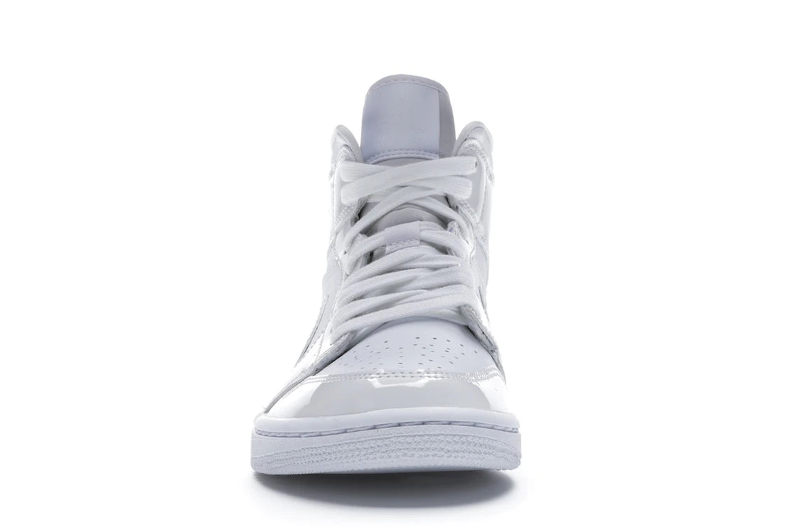 Jordan 1 Mid Triple White Patent Swoosh (Women's)