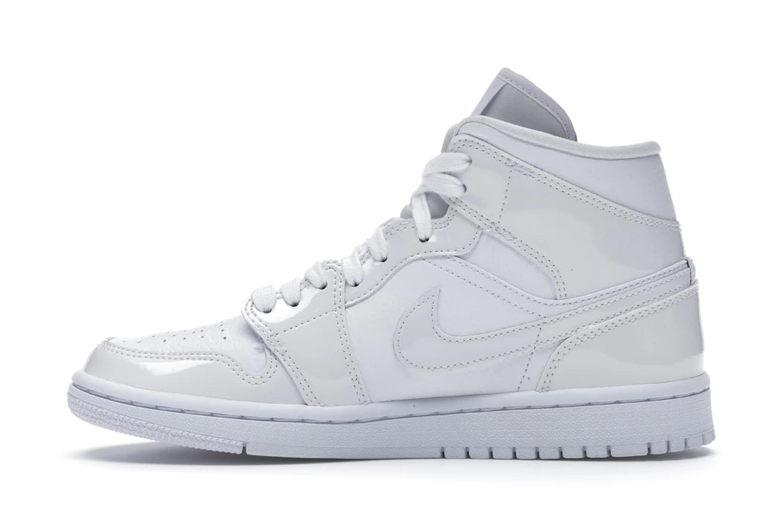 Jordan 1 Mid Triple White Patent Swoosh (Women's)